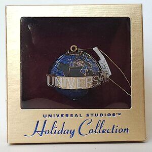 NEW Universal Studios Holiday Collection 3D Globe Brass Christmas Ornament & Box